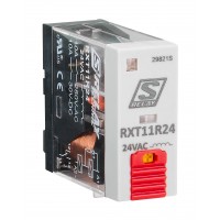 RXT11R24 - Промежуточное реле RXT, 1 C/O, Ie-10 A, Uc-24 В AC, LED, кнопка тест, Schrack