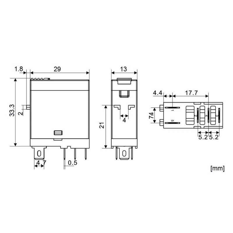 RXT11LC4 - Промежуточное реле RXT, 1 C/O, Ie-10 A, Uc-24 В DC, LED и FD, кнопка тест, Schrack