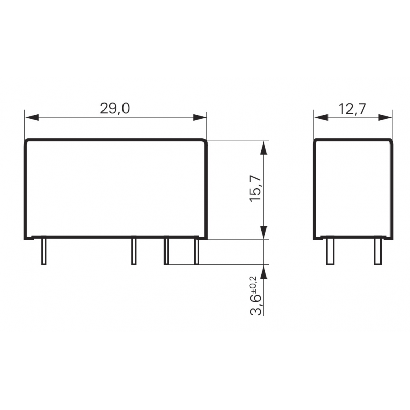 RT424024 - Промежуточное реле RT, 2 C/O, Ie-8 A, Uc-24 В DC, шаг 5 мм, Schrack