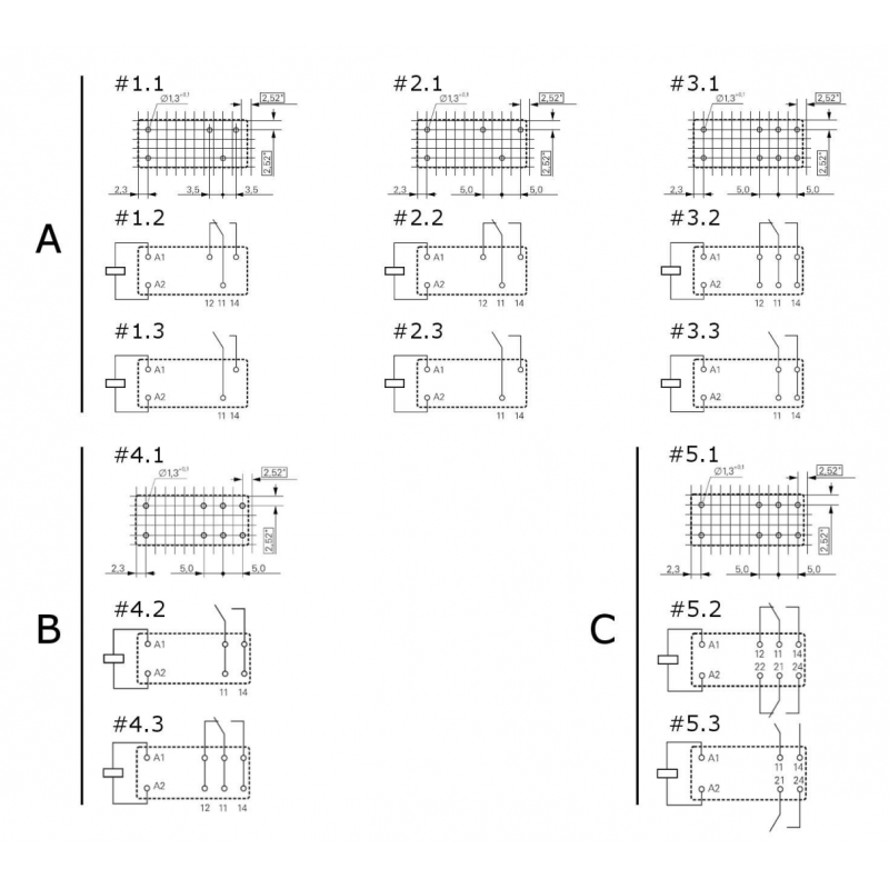 RT424024 - Промежуточное реле RT, 2 C/O, Ie-8 A, Uc-24 В DC, шаг 5 мм, Schrack