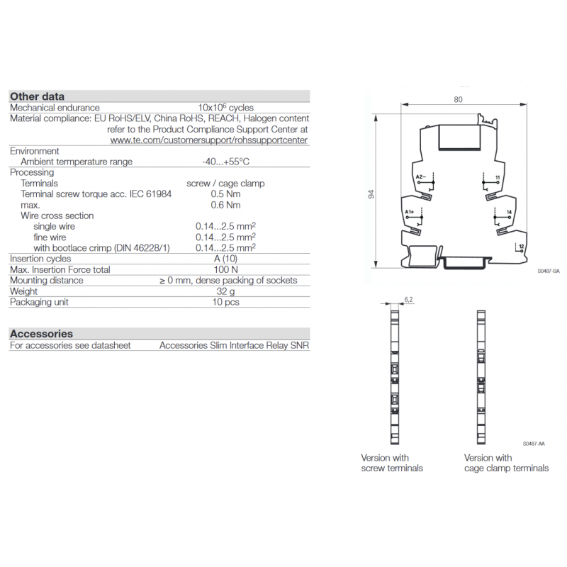 ST3P3TP0 - Промежуточное реле SNR в сборе с цоколем (винтовые зажимы), Ie-6 A, Uc-230 В AC, 1 C/O, Schrack
