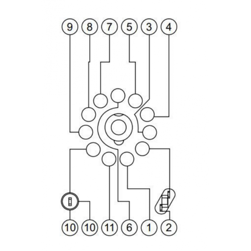 YMU78740 - Гнездо для DIN-монтажа с винтовыми зажимами, для реле MU3, 11 полюсов, Ie-12 A, Schrack