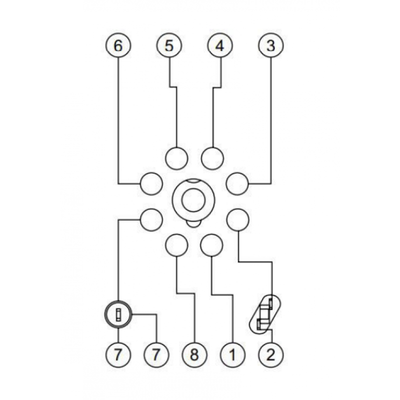 YMU78701 - Розетка, гвинтовое соединение, 8 полюсов, Ie-12 A, для 2-полюсных реле MU, Schrack