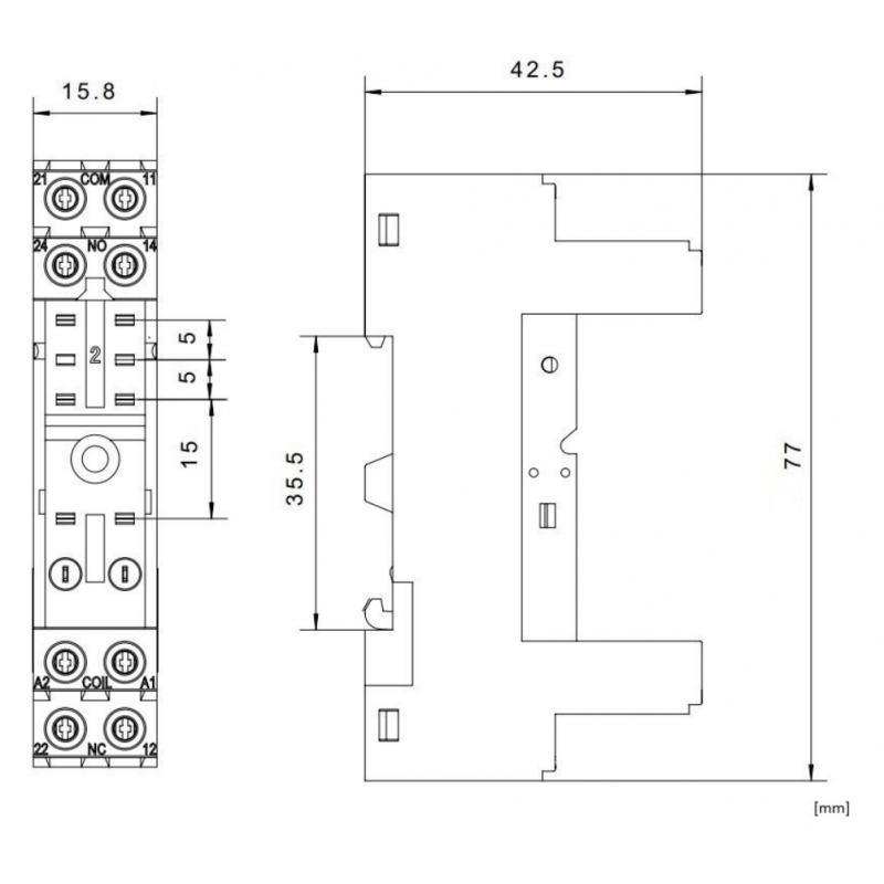 YRTS0725 - Винтовая клеммная колодка, шаг 5 мм, для реле XT / RT2 / RT3 / RT4, Schrack
