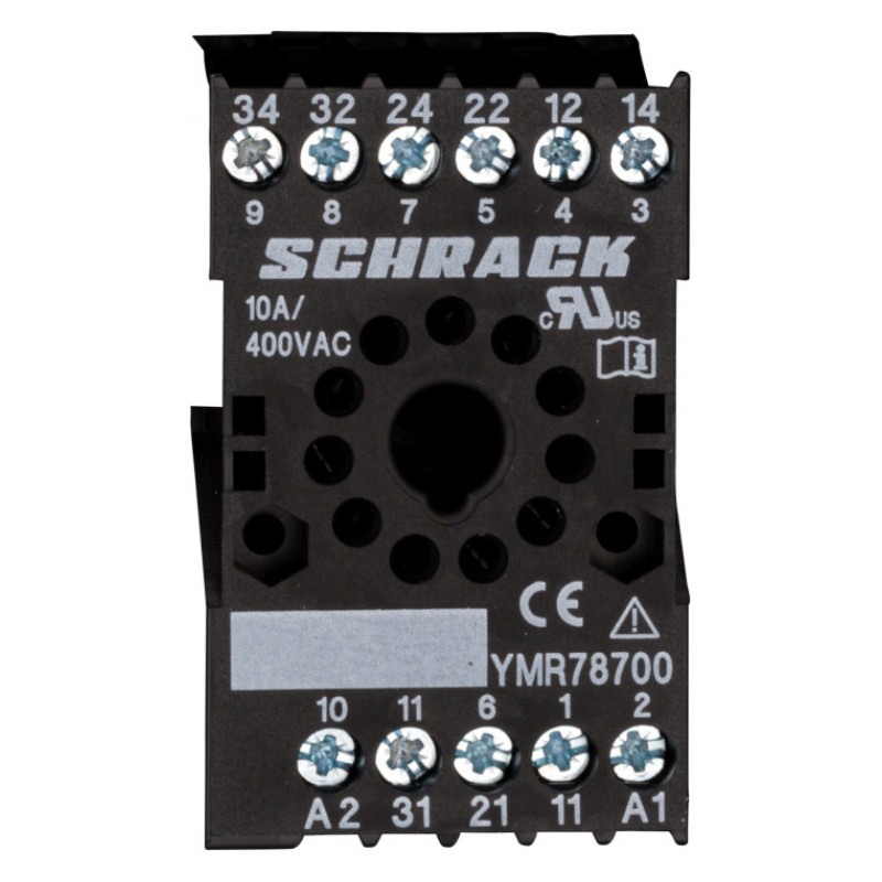 YMR78700 - Гнездо для DIN-монтажа с винтовыми зажимами, для реле MT3, 11 полюсов, Ie-10 A, Schrack