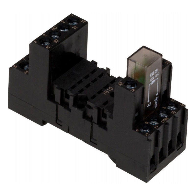 YPT78110 - Гнездо для DIN-монтажа с винтовыми зажимами и защитным диодом, для реле PT4, Schrack