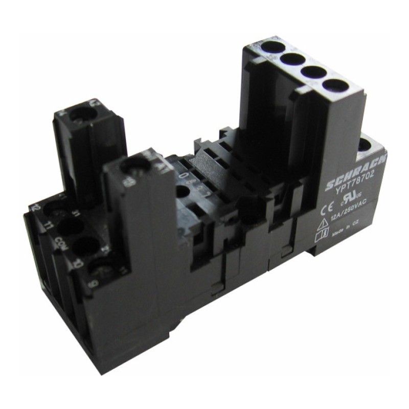 YPT78702 - Гнездо для DIN-монтажа с винтовыми зажимами, для реле PT2, 2 C/O, Ie-12 A, Schrack