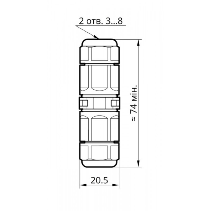 Коннектор влагозащищенный K16, на 2 pin, IP68, TAKEL (507032)
