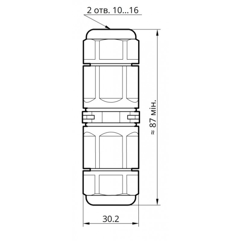 Коннектор влагозащищенный K20, на 2 pin, IP68, TAKEL (507038)
