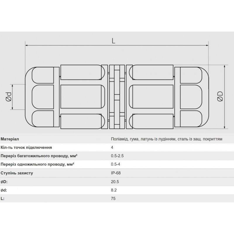 Коннектор влагозащищенный L16, на 4 pin, IP68, TAKEL (507035)