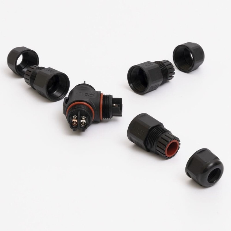 Коннектор влагозащищенный T-образный TL20, на 2 pin, IP68, TAKEL (507043)