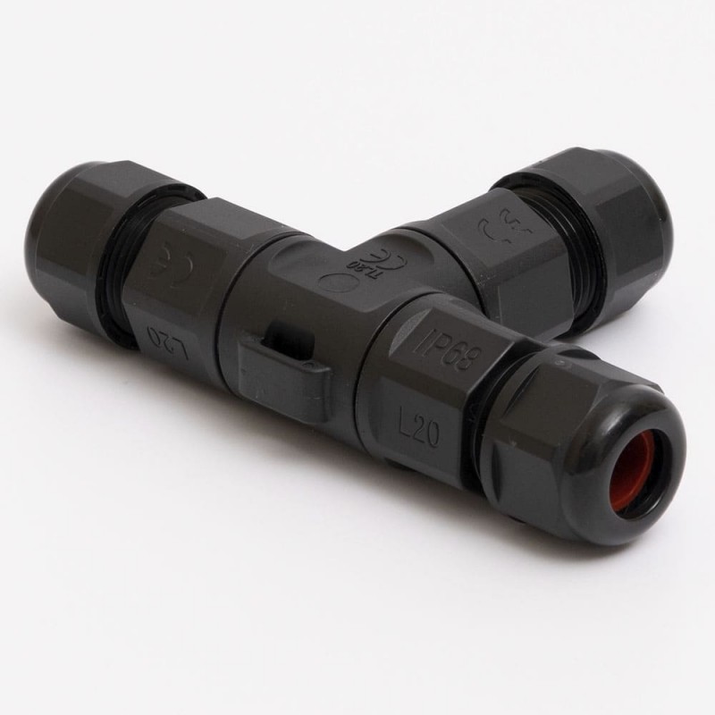 Коннектор влагозащищенный T-образный TL20, на 3 pin, IP68, TAKEL (507044)