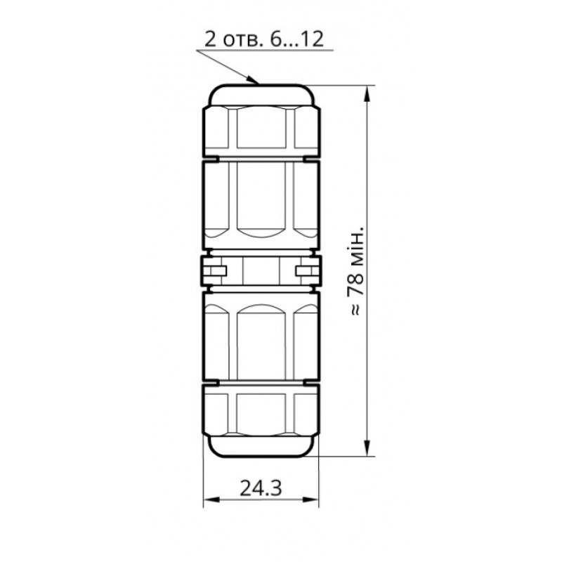 Коннектор влагозащищенный K25, на 5 pin, IP68, TAKEL (507046)
