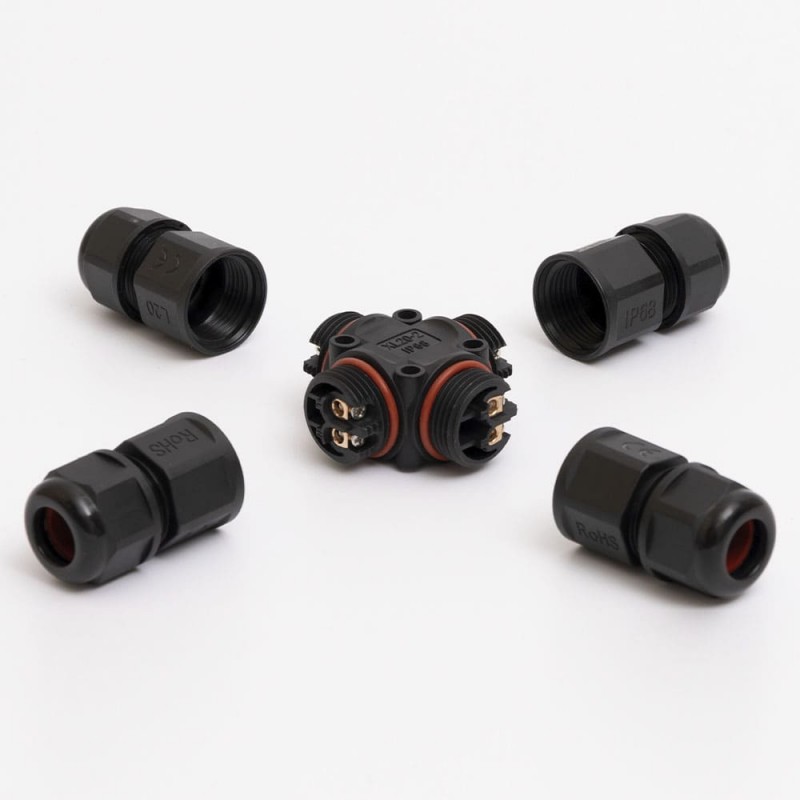 Коннектор влагозащищенный X-образный XL20, на 2 pin, IP68, TAKEL (507047)