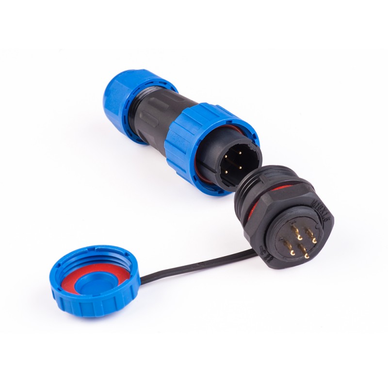 Коннектор влагозащищенный  SP-16, на 4 pin, In-5 А, IP68, TAKEL (507052)