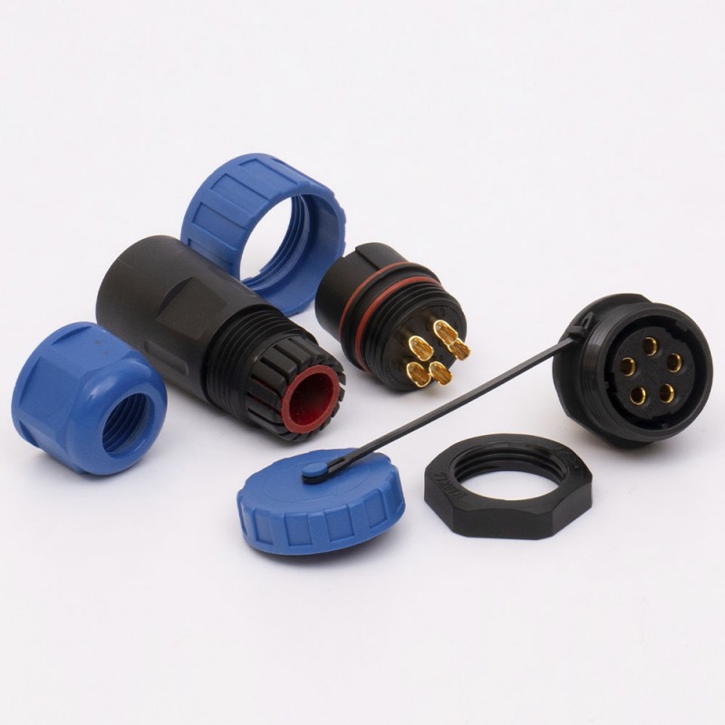 Коннектор влагозащищенный  SP-20, на 5 pin, In-25 А, IP68, TAKEL (507093)