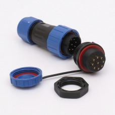 Коннектор влагозащищенный  SP-20, на 9 pin, In-25 А, IP68, TAKEL (507096)