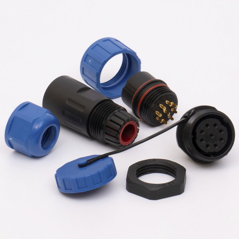 Коннектор влагозащищенный  SP-20, на 9 pin, In-25 А, IP68, TAKEL (507096)