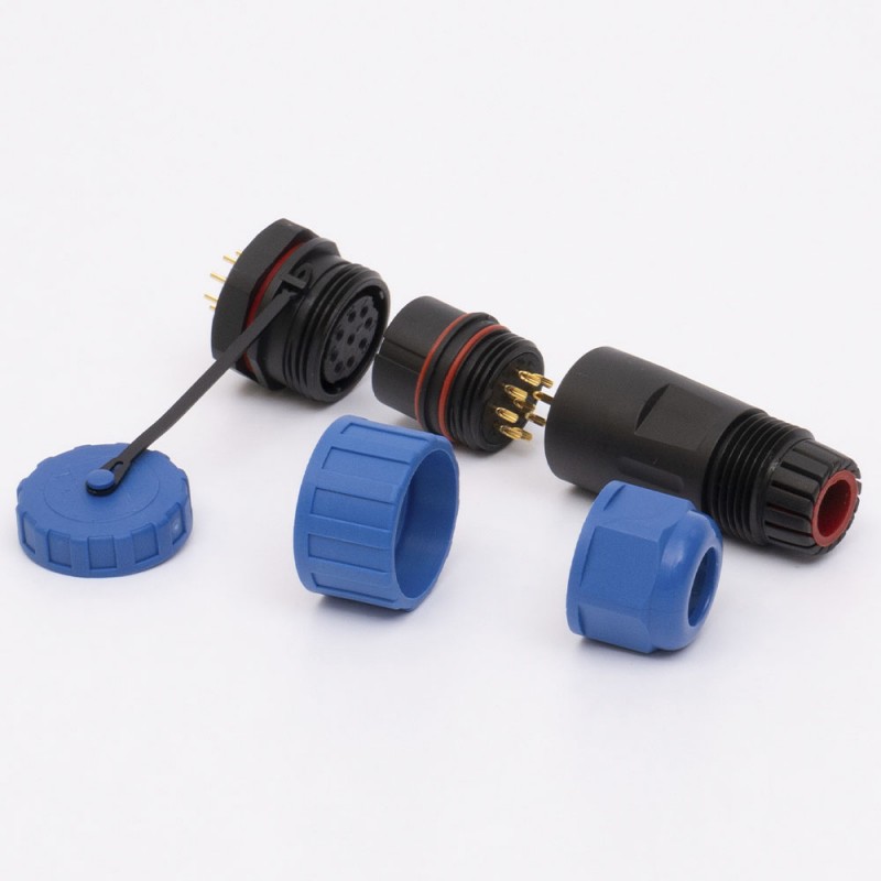 Коннектор влагозащищенный  SP-20, на 9 pin, In-25 А, IP68, TAKEL (507096)