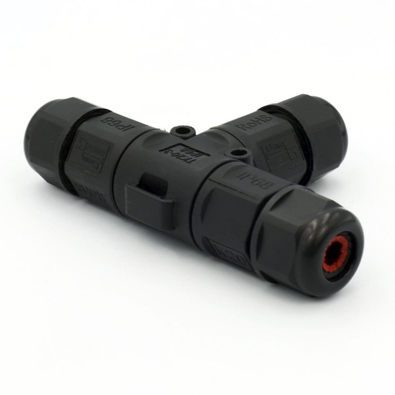 Коннектор влагозащищенный T-образный TK20, на 3 pin, IP68, TAKEL (507146)