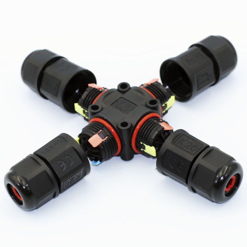 Коннектор влагозащищенный X-образный XK20, на 3 pin, IP68, TAKEL (507148)