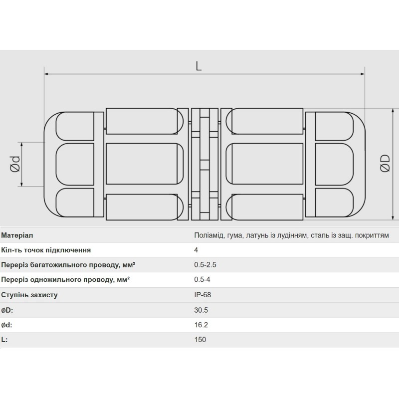 Коннектор влагозащищенный Y-образный UM25, на 4 pin, IP68, TAKEL (507175)