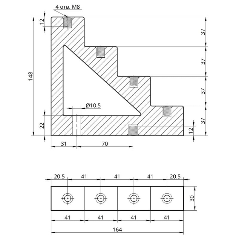 Изолятор ступенчатый CT4-40 (4 ступени, болты 4×М8) TAKEL (501045)