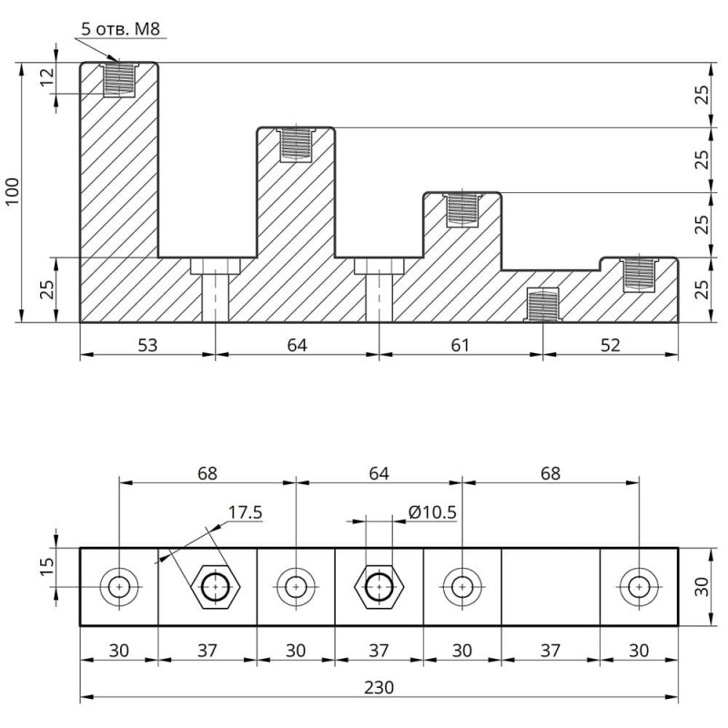 Изолятор ступенчатый CJ4-30 (4 ступени, болты 4×М8) TAKEL (501047)
