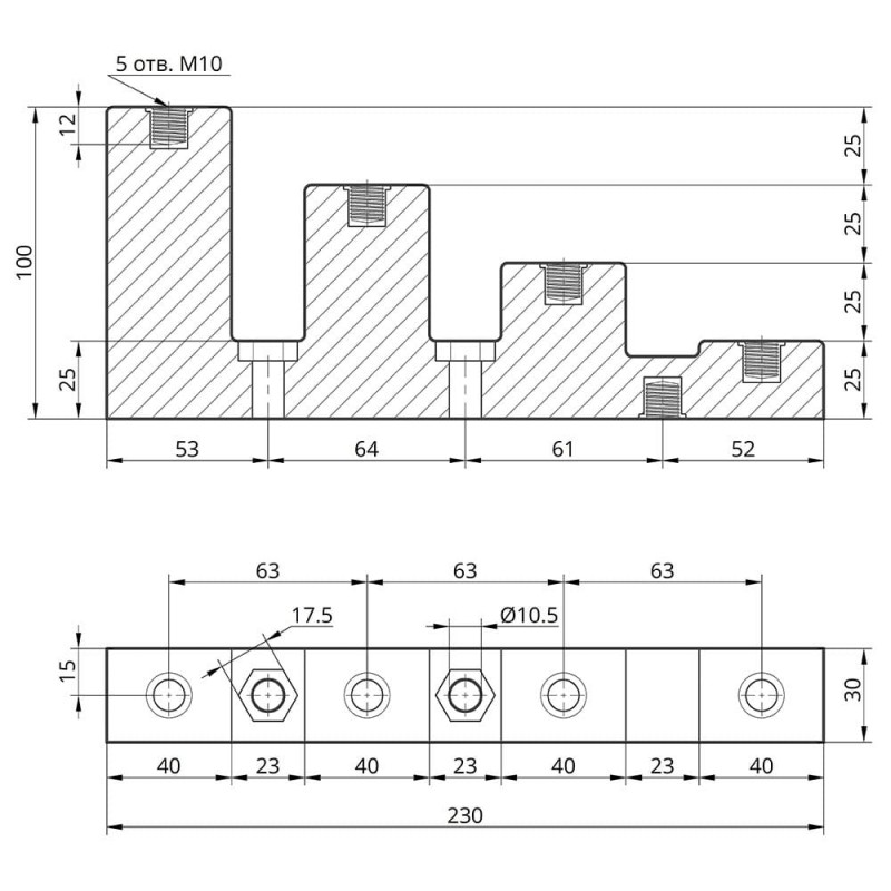 Изолятор ступенчатый CJ4-40 (4 ступени, болты 4×М10) TAKEL (501048)