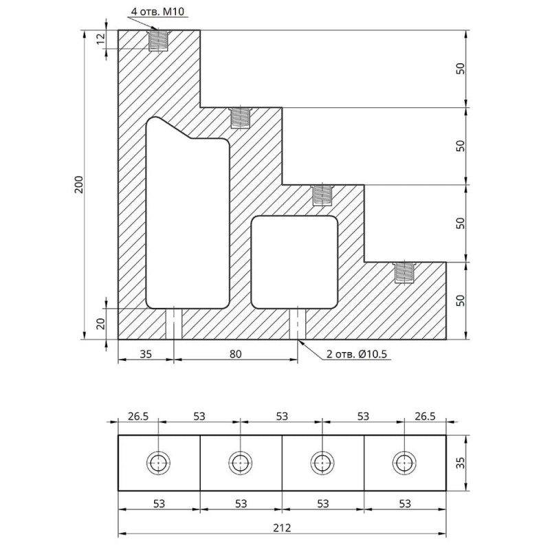 Изолятор ступенчатый CT4-50 (4 ступени, без болтов, резьба 4×М10) TAKEL (501096)