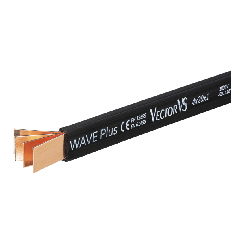 Гибкая медная шина в изоляции 4х40х1, L-2 м, 615 A, серия WAVE Plus, Vector (WPVS4041)