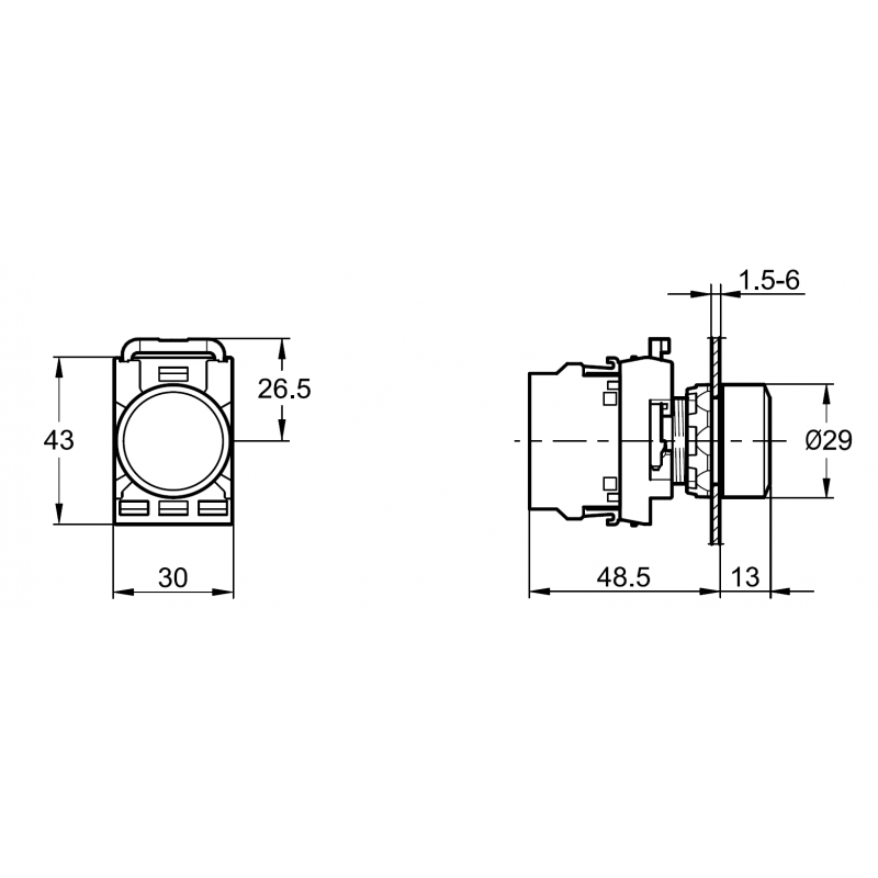 Кнопка без фиксации, синяя, 1NO, серия PBO, Plastim (PB0-AA61)
