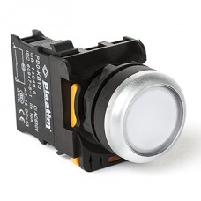 Кнопка без фиксации, белая, 1NO, серия PBO, Plastim (PB0-AA11)