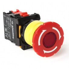 Кнопка-грибок с фиксацией и подсветкой, возврат поворотом, красная, 220 В AC/DC, красная, серия PBO, Plastim (PB0-AS542-220L)