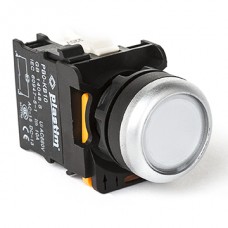 Кнопка без фиксации с подсветкой, белая, 220 В AC/DC, 1NO, серия PBO, Plastim (PB0-AW31M5)