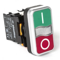 Кнопка Пуск-Стоп без фиксации с подсветкой 220 В AC/DC, 1NO+1NC, серия PBO, Plastim (PB0-AW734M5)