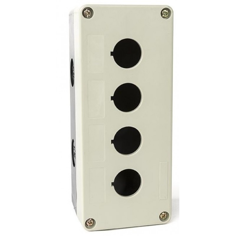 Пластиковый кнопочный пост 4-местный, Серый, серия PBO, Plastim (PB-BK04G)