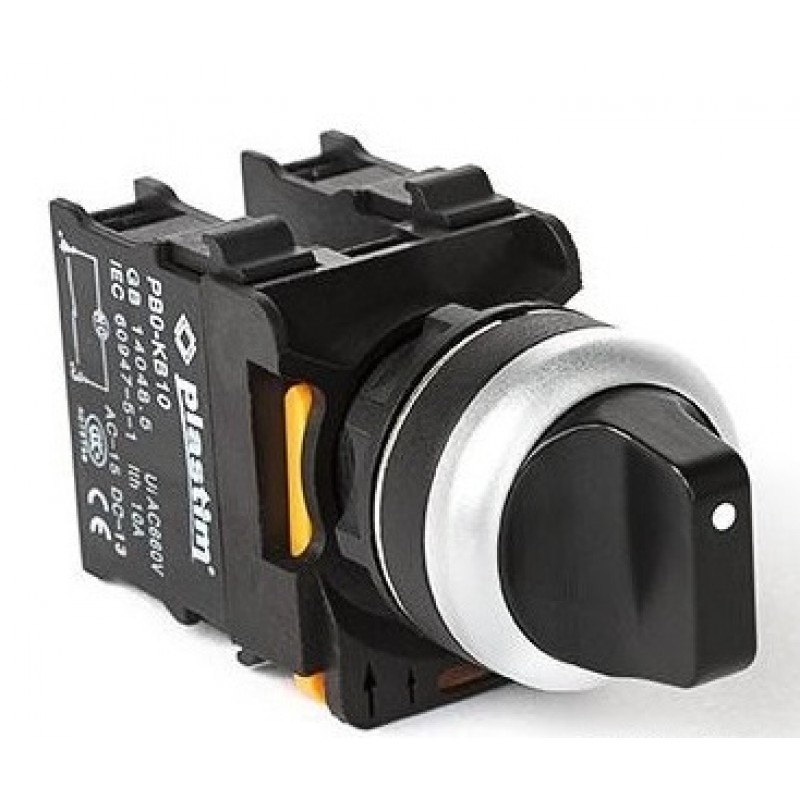 Переключатель 3 положения с фиксацией, 2NO, черный, серия PBO, Plastim (PB0-AD33)