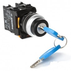 Переключатель 3 положения с фиксацией, с ключом, 2NO, черный, серия PBO, Plastim (PB0-AG33)