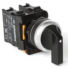 Переключатель 3 положения без фиксации, удлинённая рукоятка, 2NO, черный, серия PBO, Plastim (PB0-AJ53)