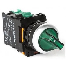 Переключатель 2 положения с фиксацией, 1NO, 24 В AC/DC AC/DC, зеленый, серия PBO, Plastim (PB0-AK123B5)