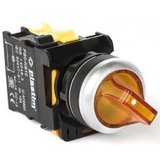 Переключатель 2 положения с фиксацией, 1NO, 220 В AC/DC AC, желтый, серия PBO, Plastim (PB0-AK125M5)