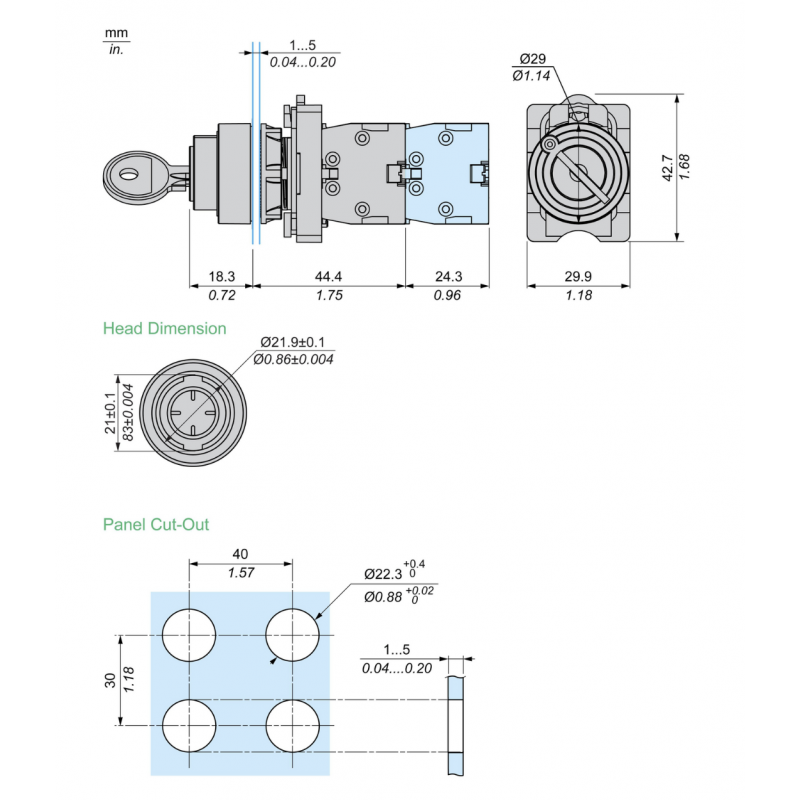 Переключатель без фиксации, 2 положения, с ключом, извлечение в левом положении, 2NO, серия XA2, Schneider Electric (XA2EG63)