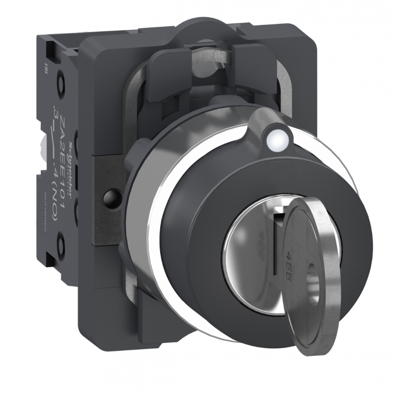 Переключатель без фиксации, 2 положения, с ключом, извлечение в левом положении, 2NO, серия XA2, Schneider Electric (XA2EG63)