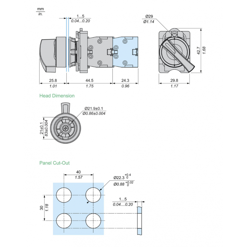 Переключатель с длинной ручкой, 3 положения, с фиксацией, 2NO, серия XA2, Schneider Electric (XA2EJ33)