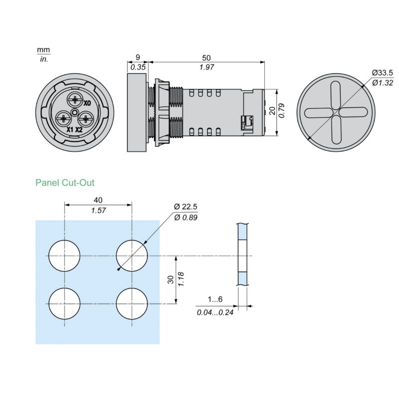 Индикатор автоматического выключателя Ø22 мм, 110В AC, красный, серия XA2, Schneider Electric (XA2EVF34BPC)