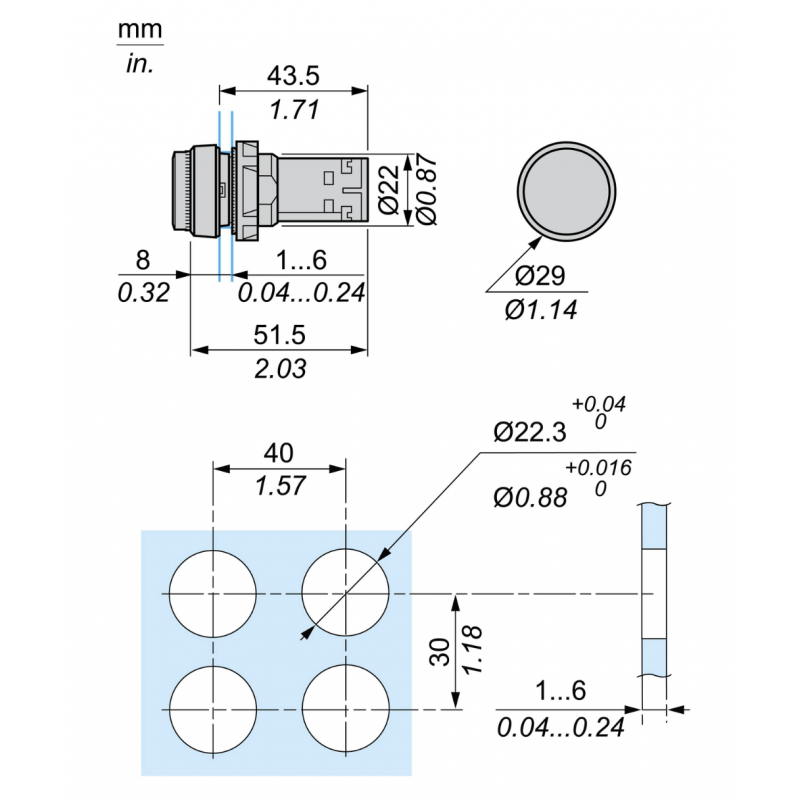 Кнопка с фиксацией и подсветкой, выступающая, красная, 24 В AC/DC, встроенный LED, 1NO, серия XB7, Schneider Electric (XB7NJ04B1)