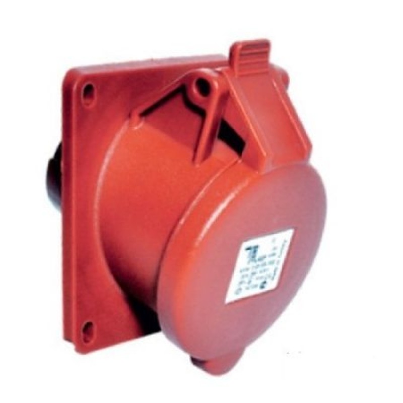 Силовая розетка фланцевая с наклоном, 16А, 3P+E, 380–415В AC, IP44, TP Electric (3122-309-1600)