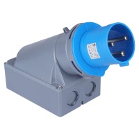 Силовая вилка накладная, 63А, 2P+E, 200–250В AC, IP44, TP Electric (3128-312-0900)