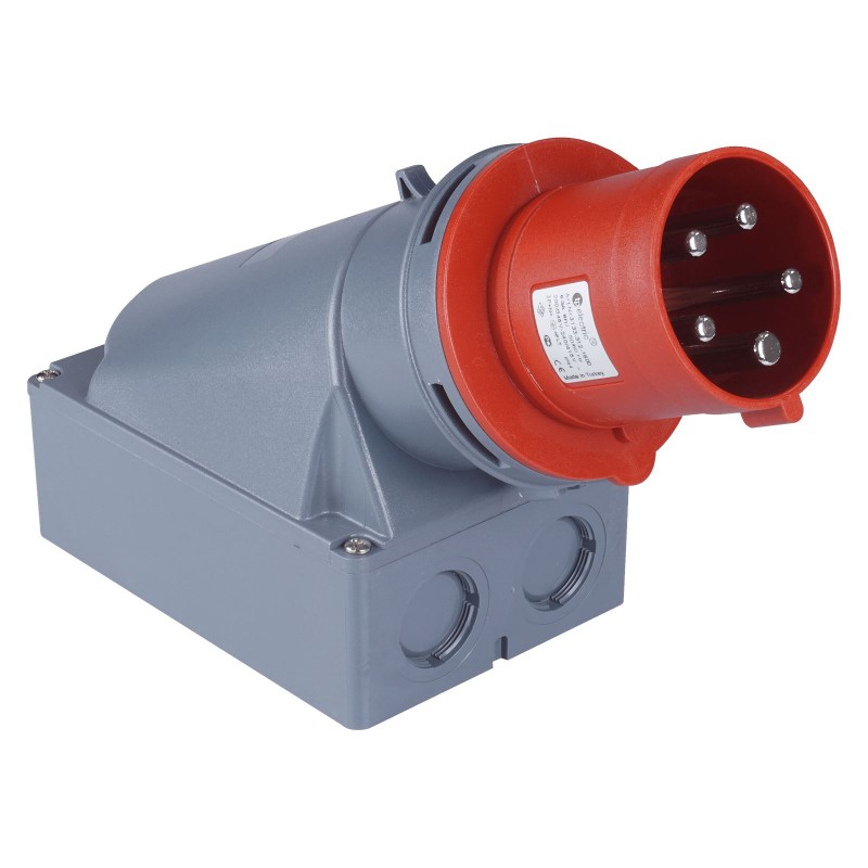 Силовая вилка накладная, 63А, 3P+N+E, 380–415В AC, IP44, TP Electric (3133-312-1600)